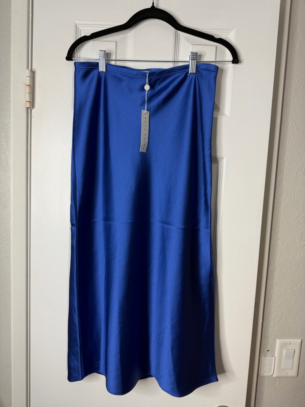 NWT Trina Turk Royal Blue Satin Midi Skirt
